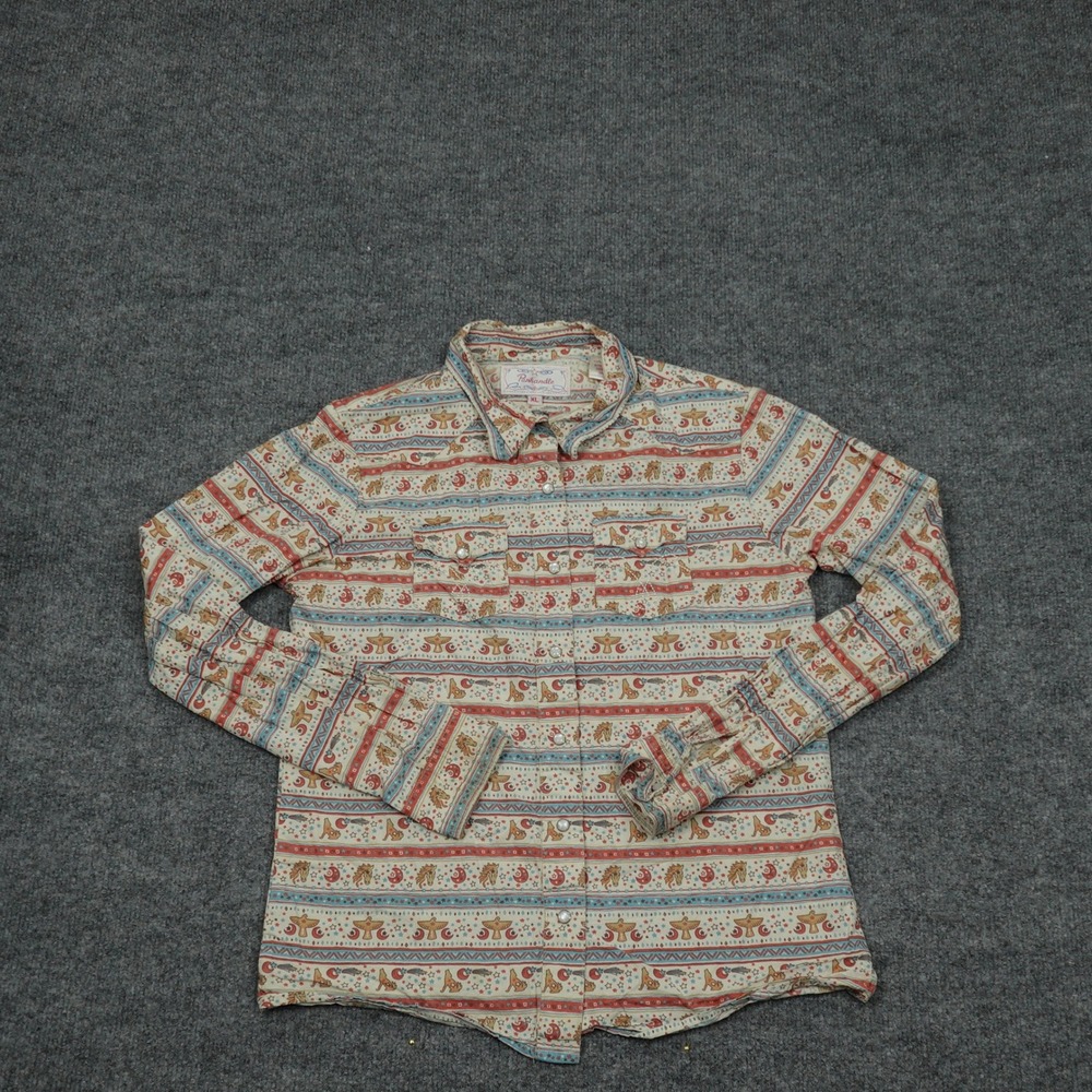 Panhandle Shirt Girl XL Multicolor Western Cowgirl Pearl Snap Long Sleeve Cotton